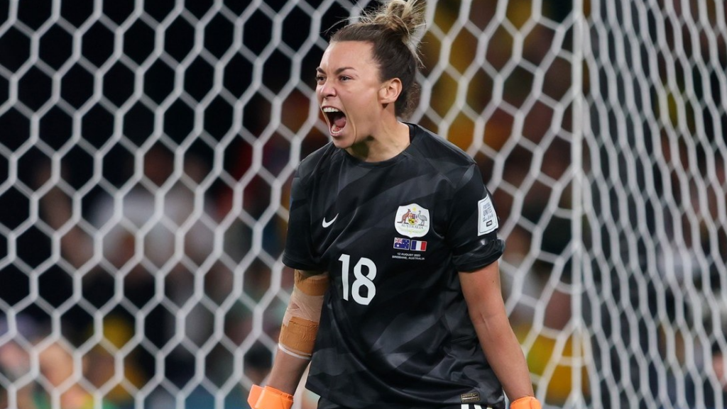 Mackenzie Arnold Celebrates Quarterfinals Win Over France
